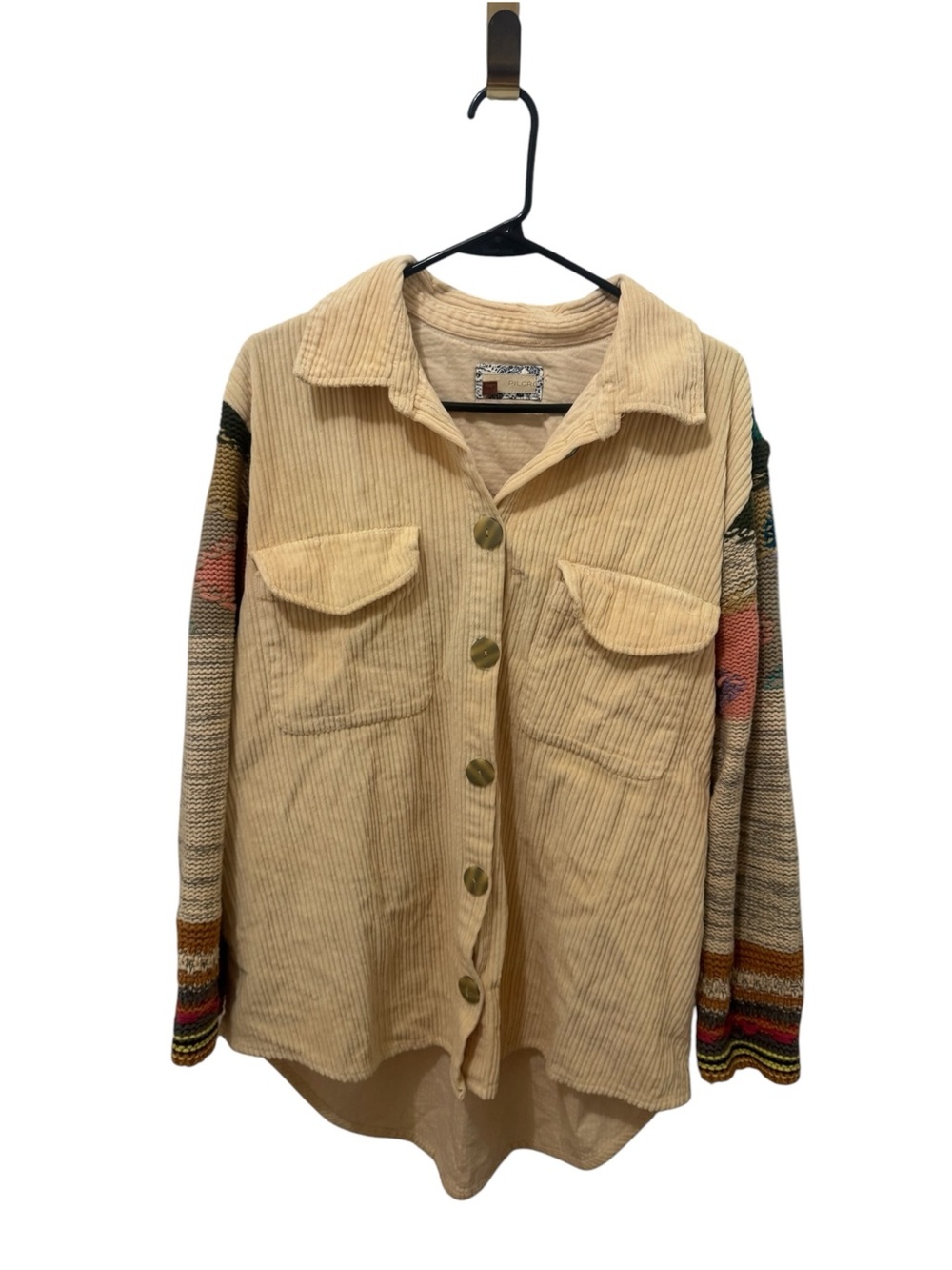 Pilcro Easygoing Corduroy Shirt Jacket Knit Sleeves Sz M - Picture 2 of 4